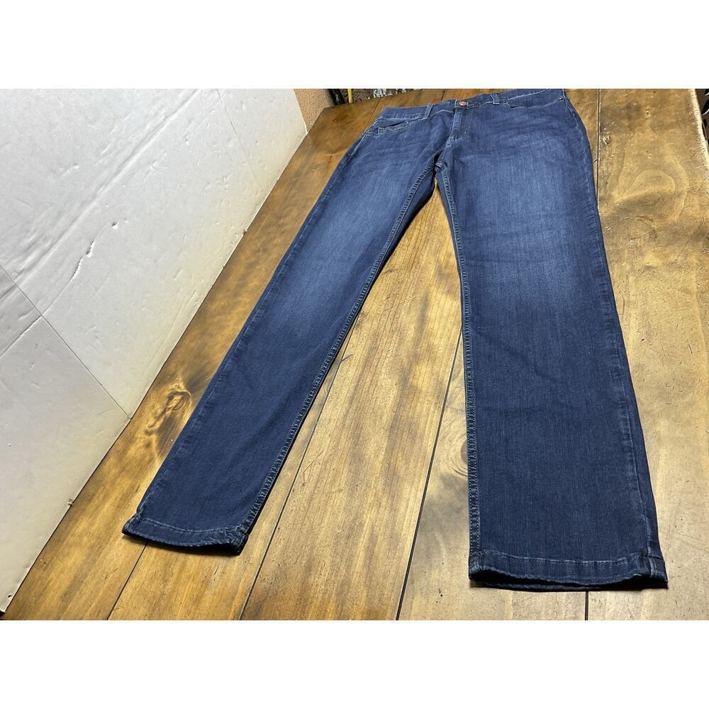 Mugsy Jeans Mens 33x34 Blue Denim Fultons Straight Stretch 5 Pocket Logo FLX3NFU